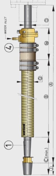 Vetus GFK-Stevenrohr Ø 25 mm, L=500 mm