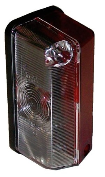 Außenscheinwerfer, flacher Sockel weiß/rot