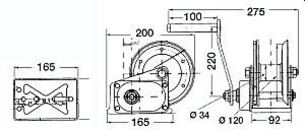 SPX Brake Winch Trailerwinde Max 630 kg