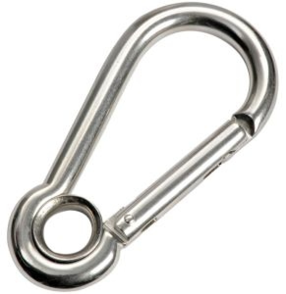 Karabinerhaken ohne Bolzen m. Auge AISI 316 8 mm