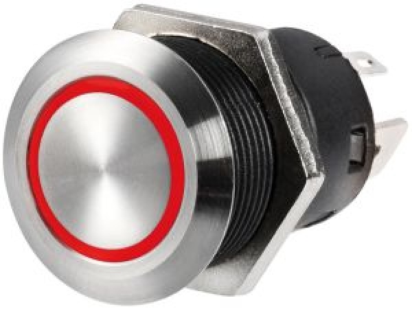 FLAT VA-Stahl Schalter ON-OFF 12 V rot