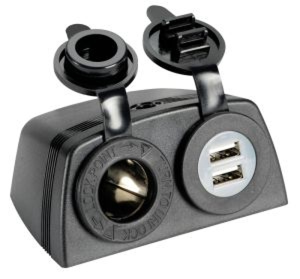 Zigarettenanzünder + USB-Doppelbuchse m. Gehäuse