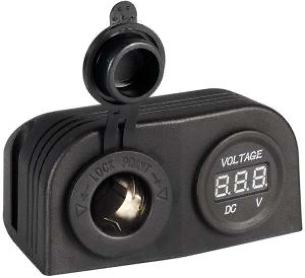 Digital voltmeter and power outlet flat mounting