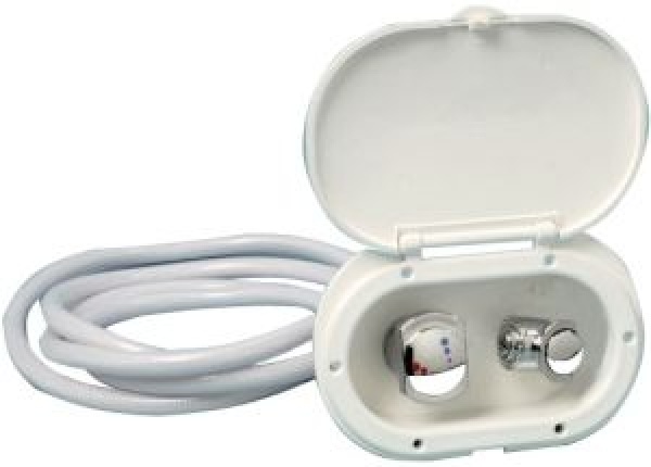 Oval Duschbox Schlauch verchromt 2,5 m Duschenanschluss