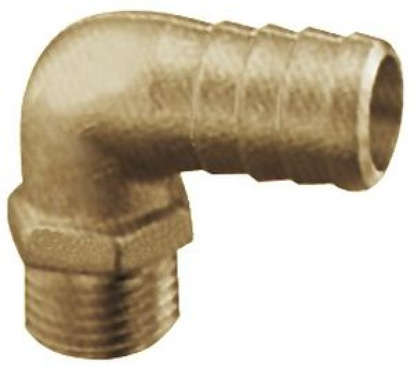 90° Schlauchanschluss aus Messing 1/4" 8 mm