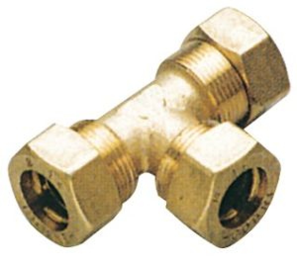 T-Anschlussaus Messing f.  Kupferleitung 12 mm