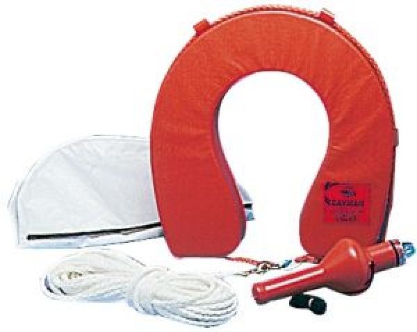 Hufeisen-Rettungsring m. Hülle, blau