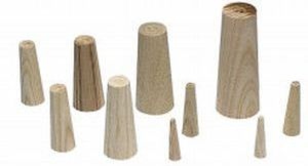Set of 10 Notfallstopfen aus Holz von 8 bis 38 mm