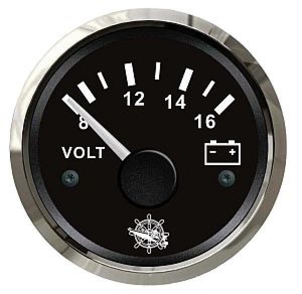 Voltmeter 8/16 V schwarz/poliert
