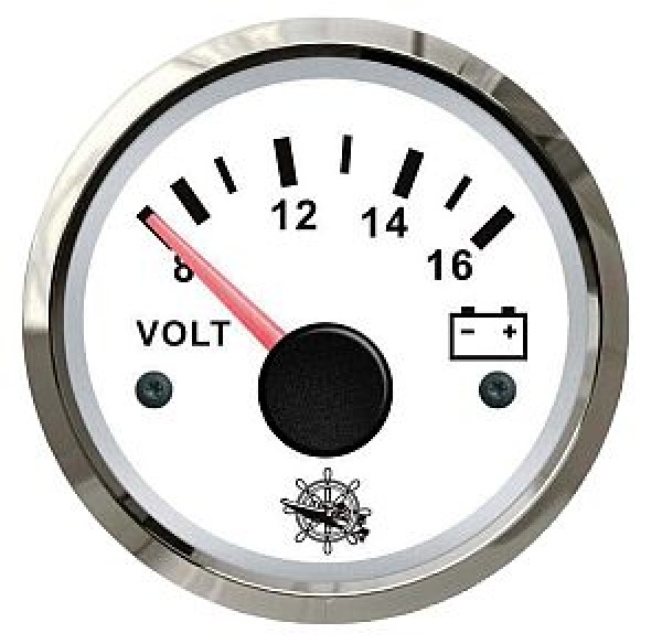 Voltmeter 8/16 V weiß/poliert