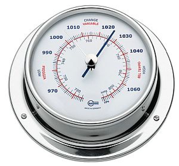 Barigo Sky Barometer Va-Stahl hochglanzpolier/weiß