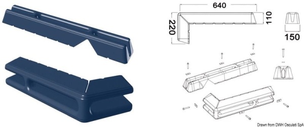 Fender f. Bootstege 640 + 220 mm blau