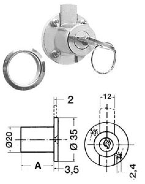 Zylinderschloß Schubladen 20mm