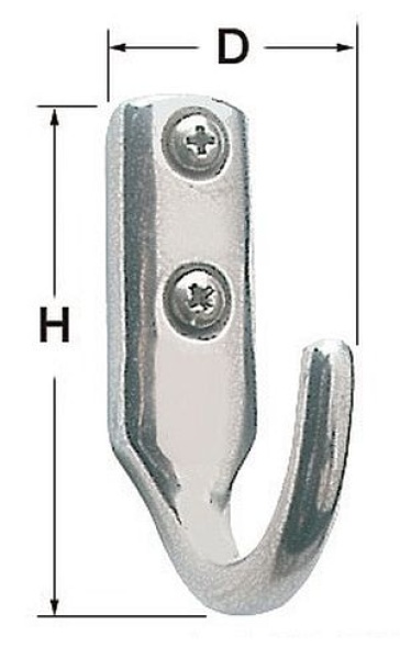 Haken Edelstahl, poliert 33x53 mm