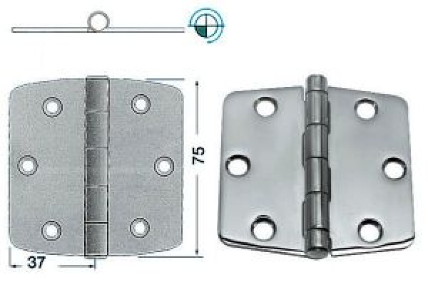 Scharnier 2 mm herauragender Pin 74x75 mm