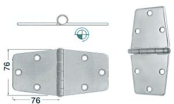 Scharnier 2 mm herauragender Pin 152x76 mm