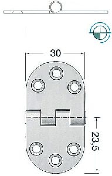 Scharnier herausragender Kern 2 mm 47x30 mm