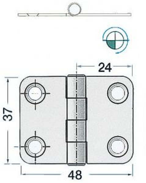 Scharnier herausragender Kern 48x37 mm