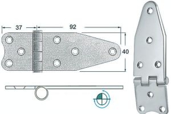 Scharnier, umgekehrt 129x40 mm