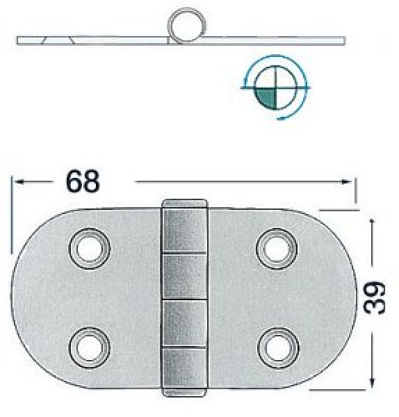 Scharnier herausragender Kern 68x39 mm