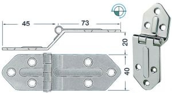 Scharnier herausragender Kern 118x40 mm