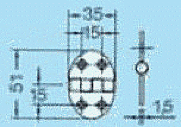 Schanier, oval 35x51 mm Stiftbefestigung 1,5 mm