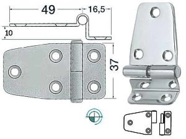Winkelscharnier, links 65,5x37 mm