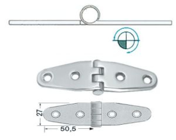 Scharnier herausragender Kern 101x27 mm