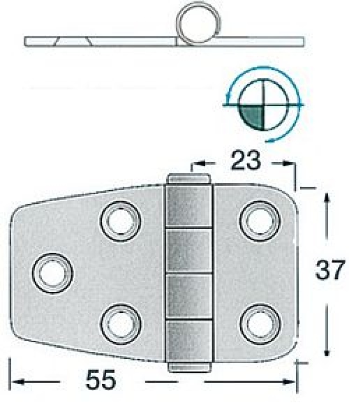 Scharnier herausragender Kern 55x37 mm