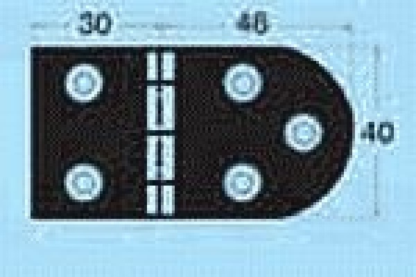 Scharnier A 180° AISI316 76x40 mm