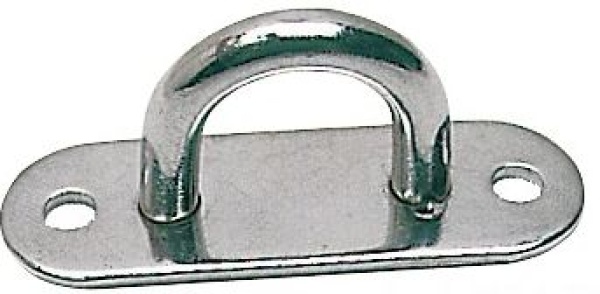 Augbügel Grundplate, eben VA-Stahl poliert 26x80mm