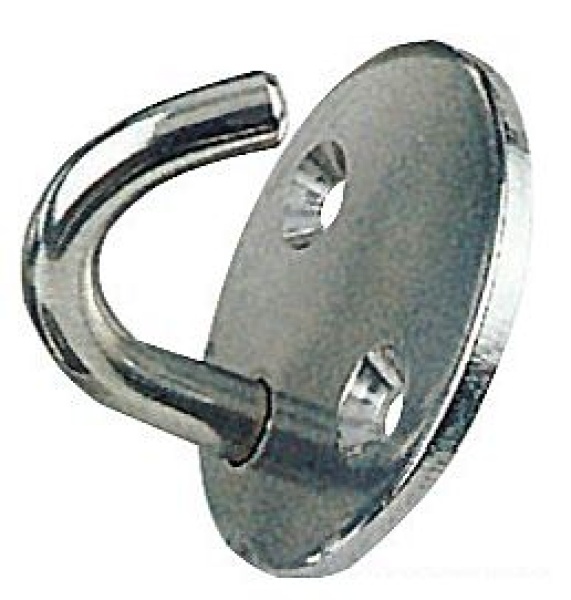 Haken auf runder Platte VA-Stahl, poliert 6 mm