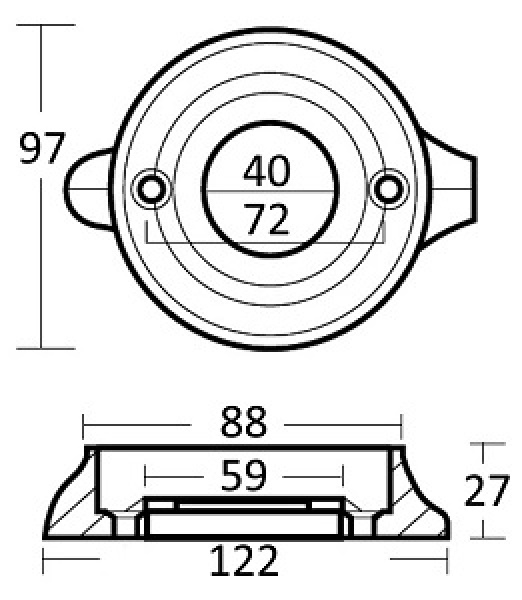 Kragenanode aus Aluminium f. Sail Drive Ø 97 mm