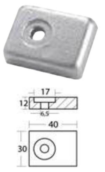 Magnesium-Plattenanode f. 40/50 PS Viertakter