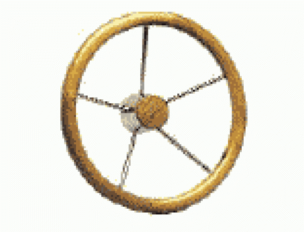 VA-Stahl Steuerrad m.Teakholz-Außenring 400 mm