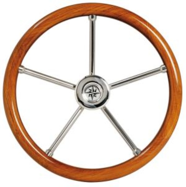 Steuerrad m. Außenring aus Teakholz 350 mm