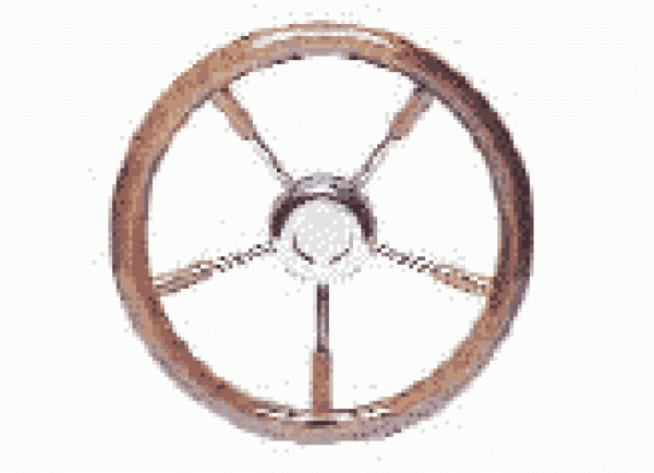 VA-Stahl Steuerrad m.Mahagoni-Außenring 350 mm