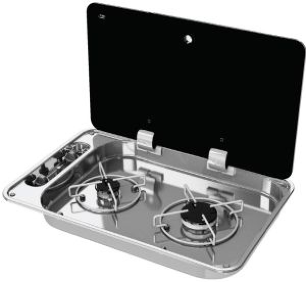 Kochfeld 1-flammig m. Rauchglasdeckel 530x340 mm