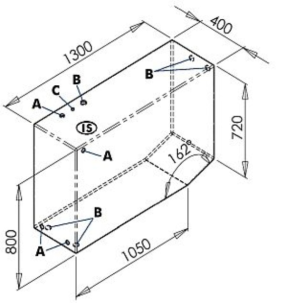Trinkwassertank 390 l recht