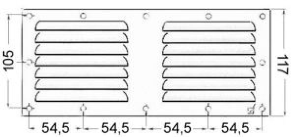 Lüftungsgitter VA-Stahl, poliert 128x232 mm