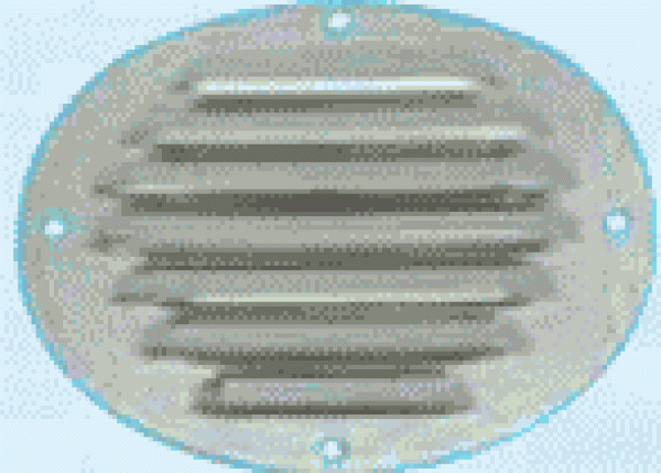 Lüftungsgitter, oval VA-Stahl, poliert 116x128 mm