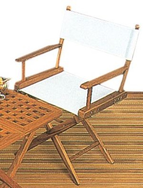 Teakholz-Klappstuhl Stoffbezug, weiß