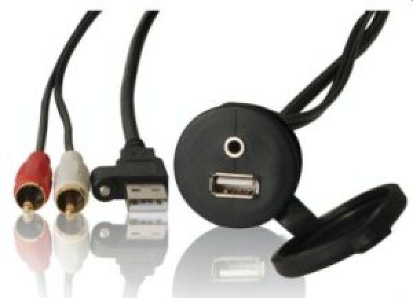 Fusion Bulk Head Mounted Combination USB and 3.5mm Jack