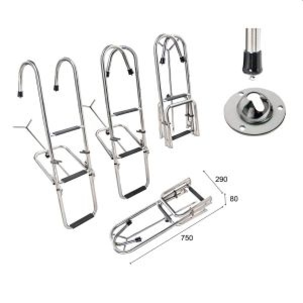 ST110SNR Bow ladder, 1050 mm, 3 steps With rotating han