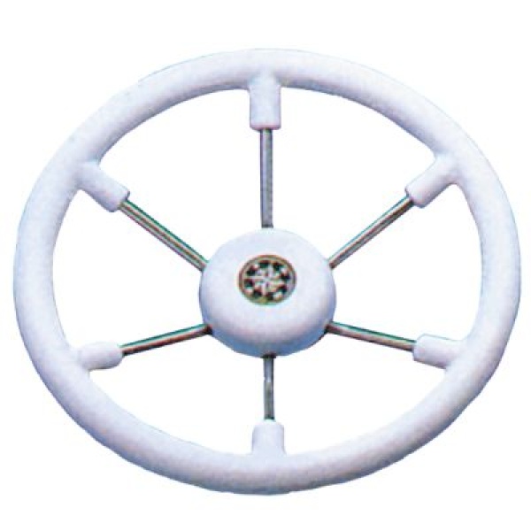 6-Speichen Steuerrad Leader Tanegum NIRO mit weiße Poly