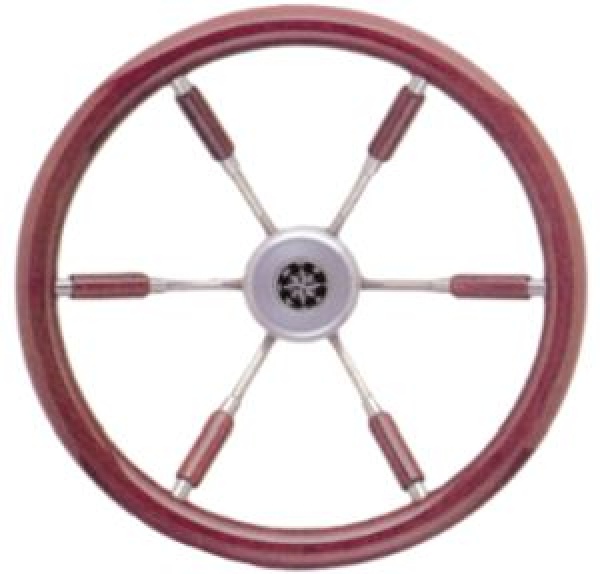 6-Speichen Steuerrad Leader Prestige NIRO mit Mahagoni