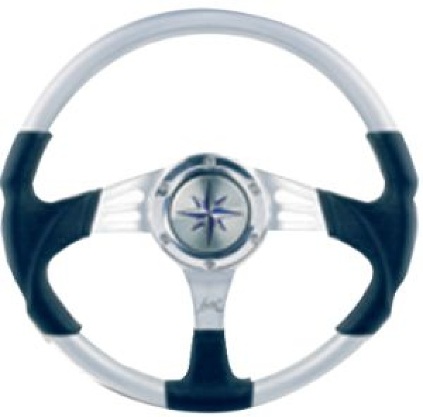 3-Speichen Steuerrad Siren silber Aluminium mit schwarz