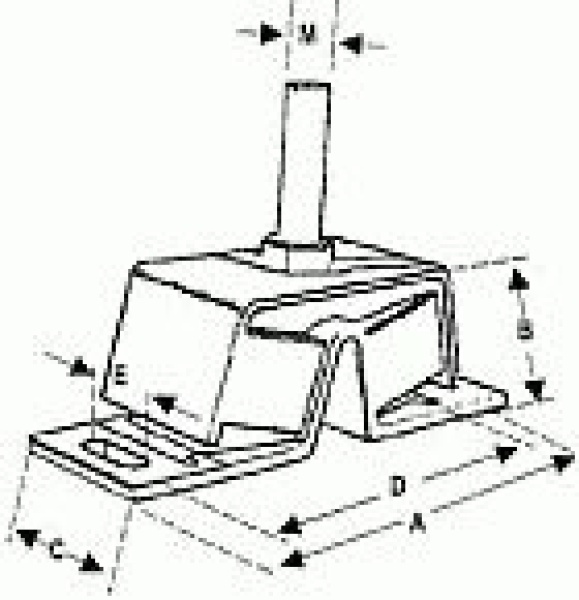 Flexible Motorlager, 60° Shore, Stift M16, Abm. 205x60