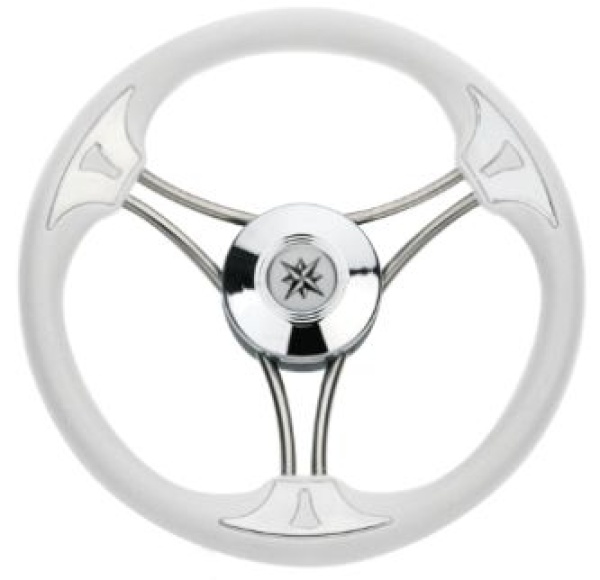 3-Speichen Steuerrad Model 23 NIRO mit weiße vinyl Grif