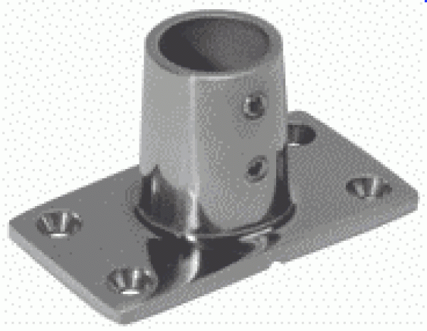 NIRO Relingsfuß 90°, Ø22,25mm mit geraden Ecken 76x43m